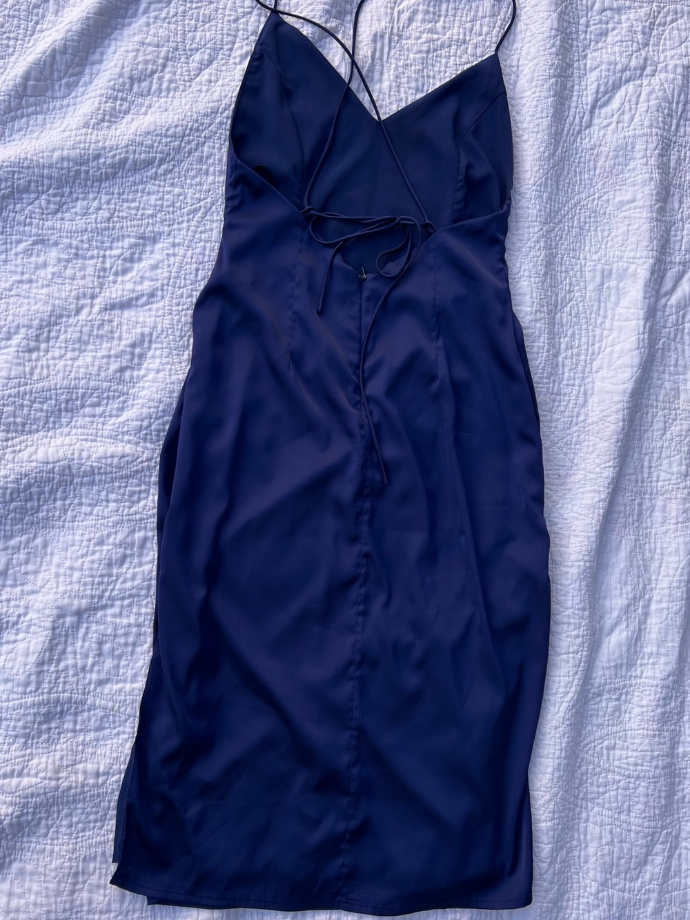 superdown Navy Slip Midi Dress with Crisscross Straps - Picture 3 of 6